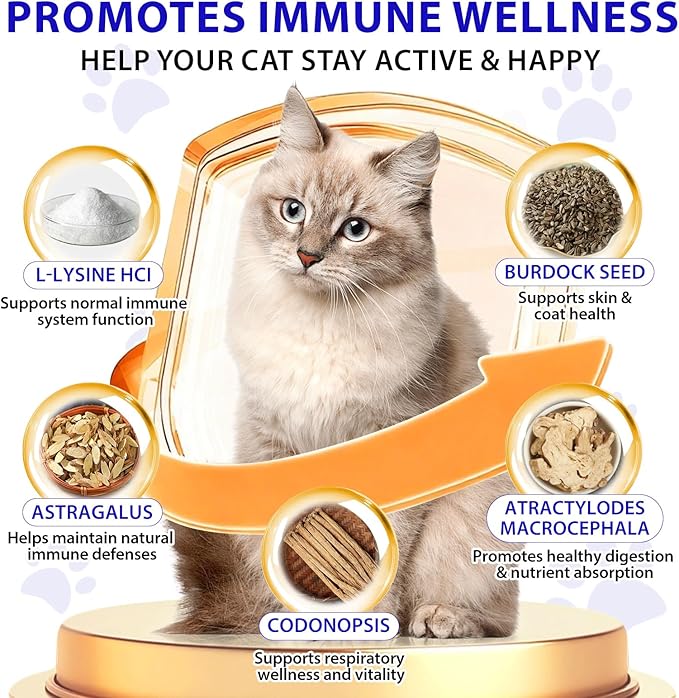 Lysine for Cats, L-Lysine Supplement Liquid Drops for Cats Supports Immune & Respiratory Health,Helps with Sneezing, Eye Discharge and Watery Eyes