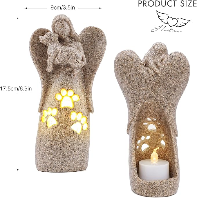 BEARAE Dog Memorial Gifts for Loss of Dogs, Pet Loss Sympathy Gifts, Dog Passing Away Bereavement Gift, Remembrance Grieving Dogs Angel Candle Holder Figurine Statue for Pet Lover