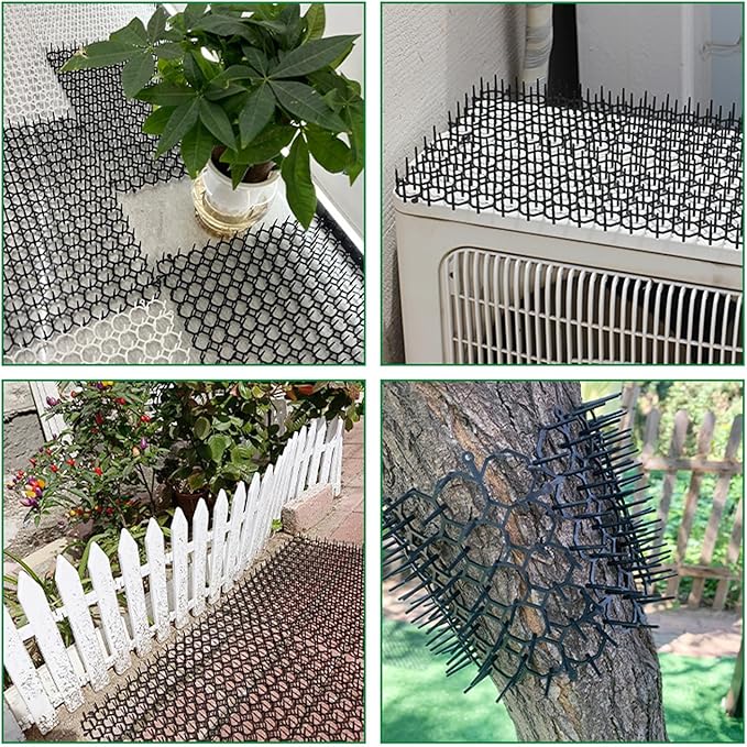 10 Pack Cat Scat Mat – 17 x 14 Inch Flexible Plastic Spike Mats, Cat Deterrent Pad for Indoor Outdoor Furniture & Garden Use, Keep Cats Out of Yard (White)