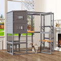 Large Indoor Cat Catio, 4 Tier Outdoor Cat Enclosures House for Cats with Weatherproof Roof, 3 Resting Rooms, 3 Platforms, Cats Catio Connect to Window with 2 Large Door, Feral Pet Shelter