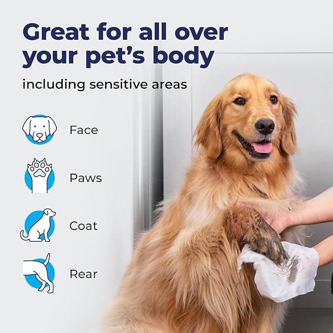 Vetnique Furbliss Hygienic Dog Grooming Wipes Cleansing Grooming & Deodorizing Hypoallergenic Pet Wipes with Natural Deodorizer 100ct (Refreshing Scent)