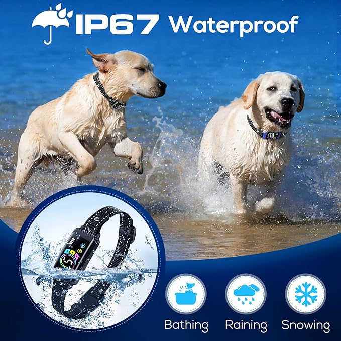 Bark Collar, 2 Pack Smart Dog Bark Collar for Large Medium Small Dogs, Anti Barking Device for Dogs Training Collar with Beep Vibration Harmless Shock, 5 Adjustable Sensitivity (Blue)