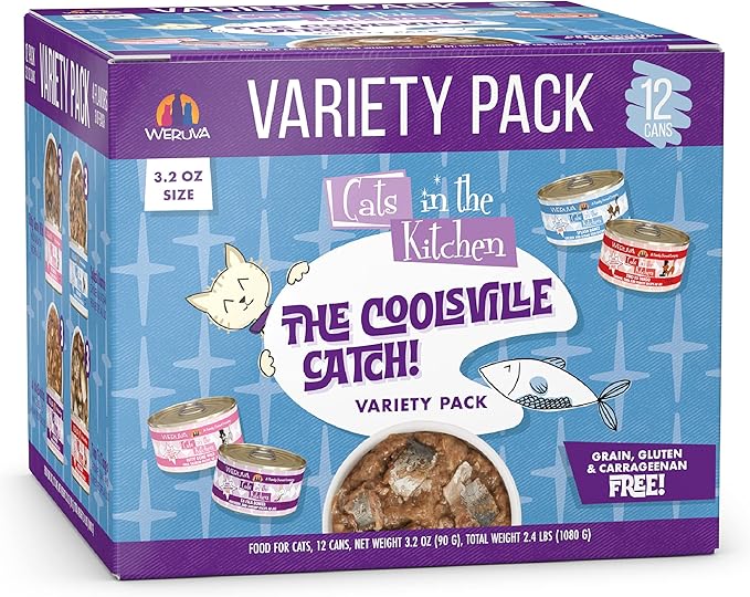 Weruva Cats in The Kitchen, The Coolsville Catch! Variety Pack, 3.2oz Can (Pack of 12)