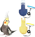 VANFAVORI Bird Diaper Harness Flight Suit Clothes with 80 Inch Flying Leash Rope for Parrots Conure Cockatiel Pet Birds Weight 75-99 Grams，2 Pieces Including Two leashes and Two Cotton Pads
