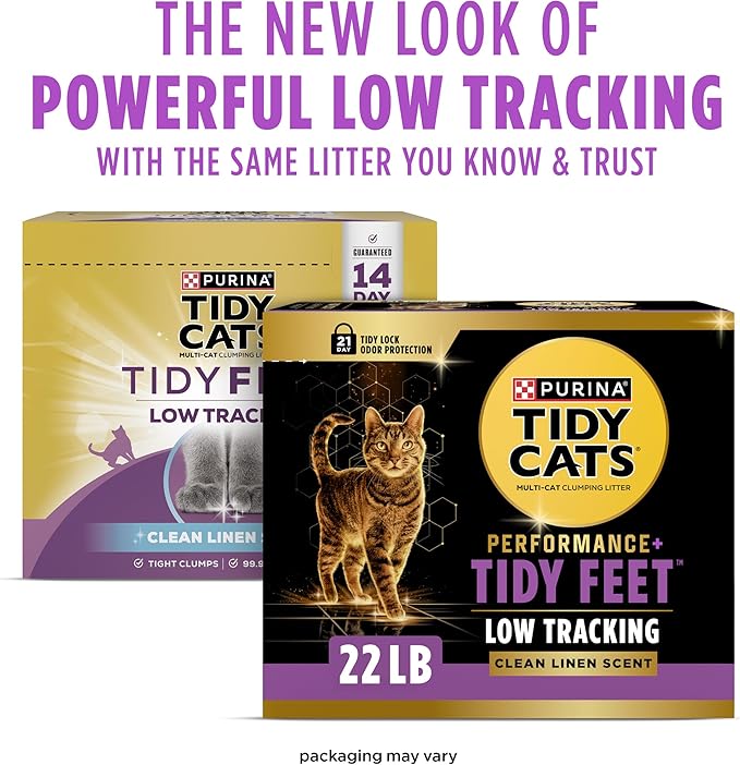 Purina Tidy Cats Performance Plus Tidy Feet Low Tracking Scented Clumping Multi Cat Litter with Clean Linen Scent - 22 lb. Box