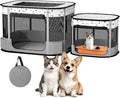 Portable Cat Playpen, Foldable Pet Dog Playpen, for Kitten Puppy Play Pen Indoor/Outdoor, Cats Enclosure Cages Tent with Carrying Case, 600D Oxford 8-Rods, 32"x24"x22", Grey