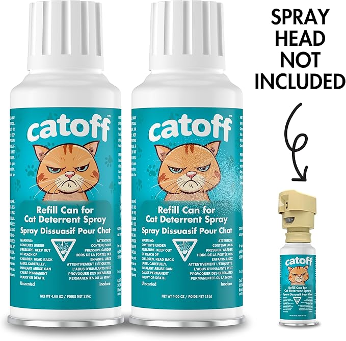 CatOFF Pack of 2 Refill Compatible with SSSCAT Indoor Cat Deterrent Spray System, Made in USA, 3.89 oz / 115 ml