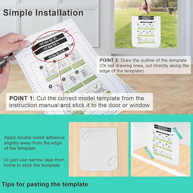 Thin Cat Door for Windows, Pet Doors and Sliding Door, Safety Pet Door with 4 Way Lock, Weatherproof Cat Flap for Thin Door and Wall(Medium, Outer Size 7.76 * 7.5 * 0.78in)