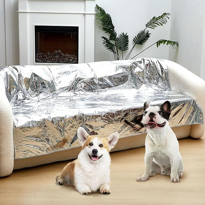 Kigley 2 Pcs Pet Deterrent Mat to Keep Dogs Off Couch, Non-Electric Cat & Dog Deterrent Mat Pain Free Couch Covers to Keep Pets Off Furniture Bed Indoor (72.05" × 56.30",Cream)