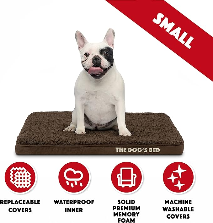 The Dog’s Bed Orthopedic Memory Foam Dog Bed Mattress, Plush Fabric, Brown Plush, Small, 2-Inch