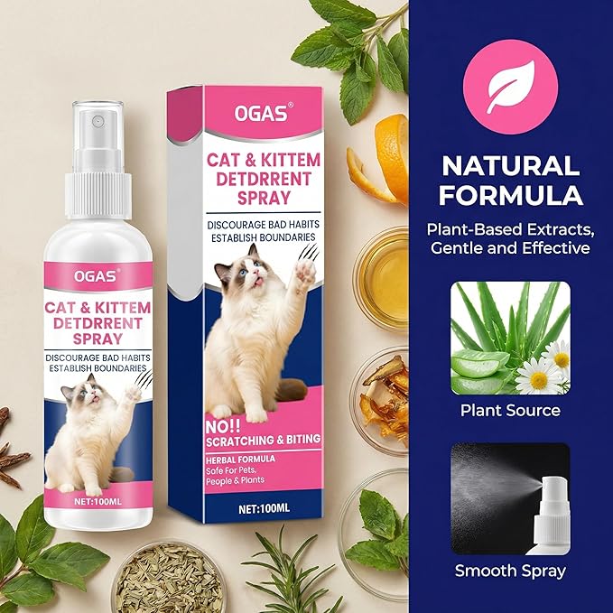 Cat Deterrent Spray, Cat Repellent Indoor for Furniture Protection, Botanical Anti Pee Spray for Cats, Helps Stop Urine Marking & Scratches