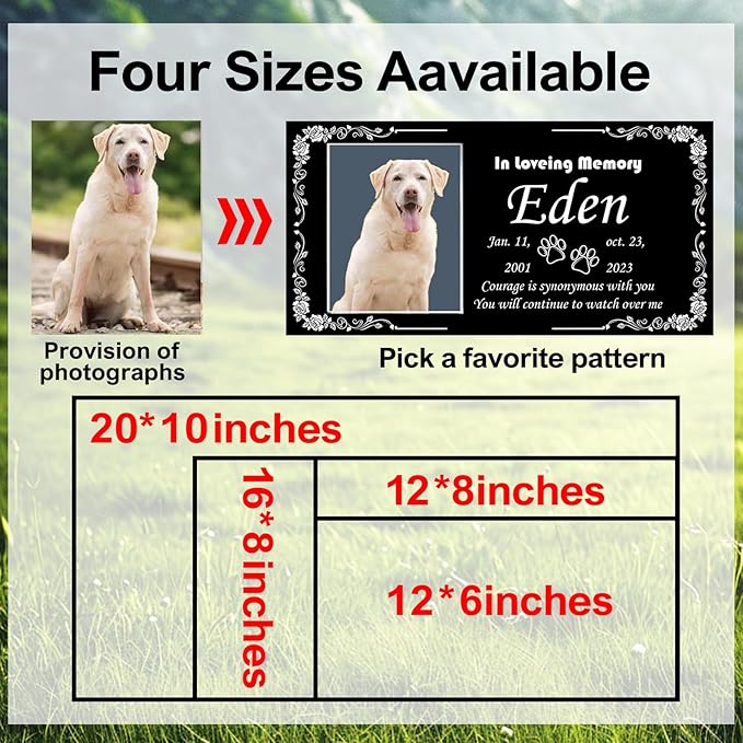 Pet Memorial Stones for Dogs & Cats, Personalized Dog Memorial Plaques for Pet Grave Stones for Outdoor - Cats Headstones, Tombstones for Grave Markers with Photo (Ceramics)