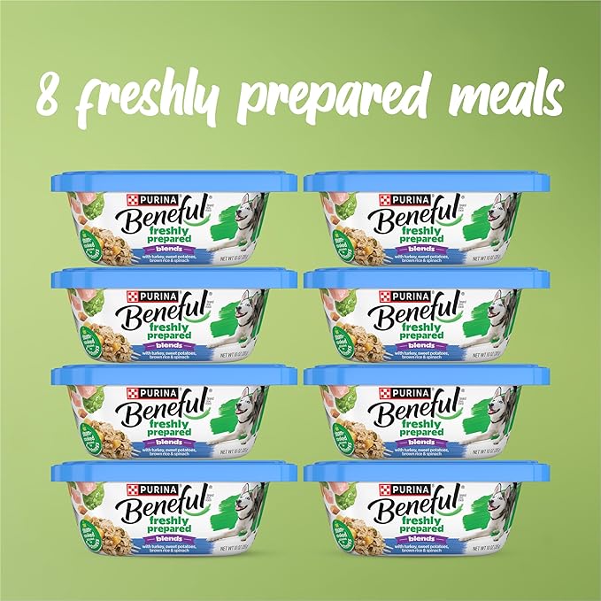 Purina Beneful Freshly Prepared Blends Wet Dog Food With Turkey, Sweet Potatoes, Brown Rice and Spinach - (Pack of 8) 10 oz. Tubs
