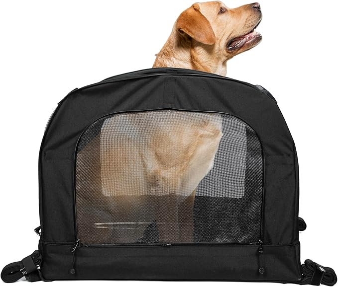 Motorcycle Dog Carrier Capsule XL - Heavy Duty Pet Travel Bag for Large Breeds up to 80 lbs - Universal Fit for Sissy Bar, Luggage Rack - Secure, All-Weather Ventilation, Car & Motorbike Use