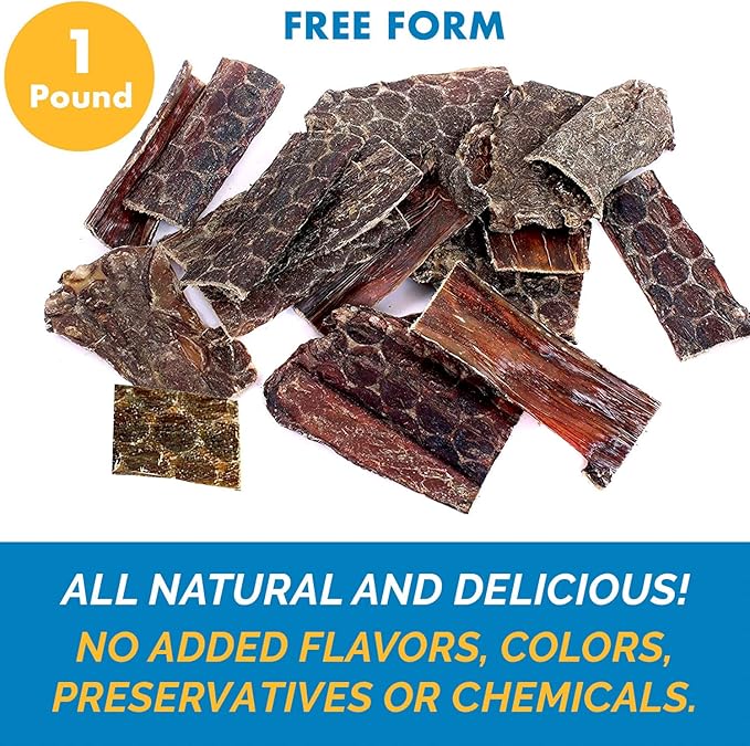 123 Treats Esophagus Dog Treats - (Free Form - 1 lb) 100% Natural, Flat Gullet Sticks for Dogs, Beef Jerky Dog Treats Strips, NO Preservatives, Hormones, or Antibiotics
