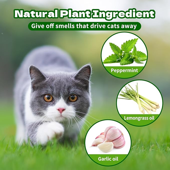 Cat Deterrent Outdoor Indoor Bags 12Pack, Long-Lasting Peppermint Scent for Garden Lawn & Furniture Protection, Safe for Pets & Kids