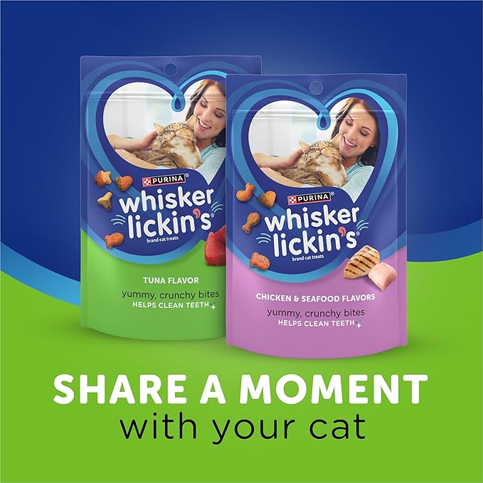 Whisker Lickin's Purina Cat Treats,Crunchy and Yummy Tuna Flavor - 10 oz. Pouches,(Pack of 8)