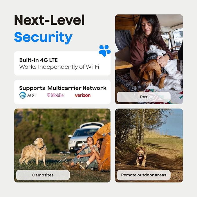 Waggle 4G LTE Cellular Security Camera, 2K HD Pet Monitor, No WiFi, 9000mAh Battery, Night Vision, 2-Way Talk & Siren Alarm, Dog Monitor for RVs/Camping/Travel & Indoor/Outdoor - Subscription Required