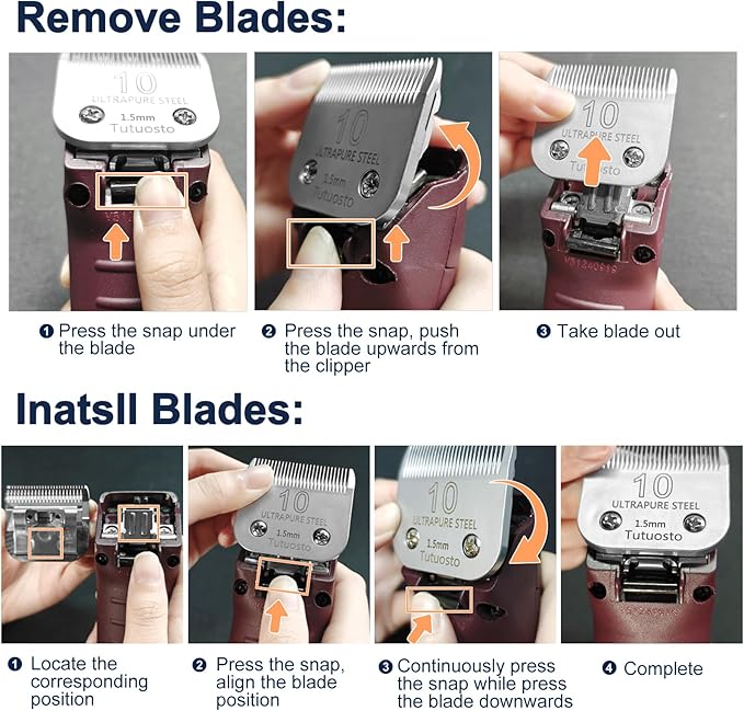10# Clipper Blades Pet Grooming Clipper Replacement Blades Detachable Blade Compatible with andis/wahl/Oster Dog Clippers 3PCS