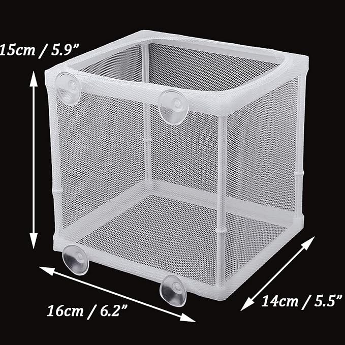 Still Awake Aquarium Fish Breeder Box, Fish Isolation Box, Hatching Box, Juvenile Fish Spawning Incubator, Water Isolation Net Hatcher, Nylon Mesh Fish Fry Hatchery Separation Net（White S）