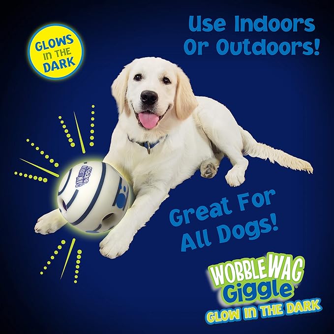 Wobble Wag Giggle Glow in the Dark | Rolling Enrichment Toy for Playtime, Interactive Play for Indoor or Outdoor, Keeps Dogs & Puppies Large, Medium or Small Busy & Moving, As Seen on TV | Pack of 1