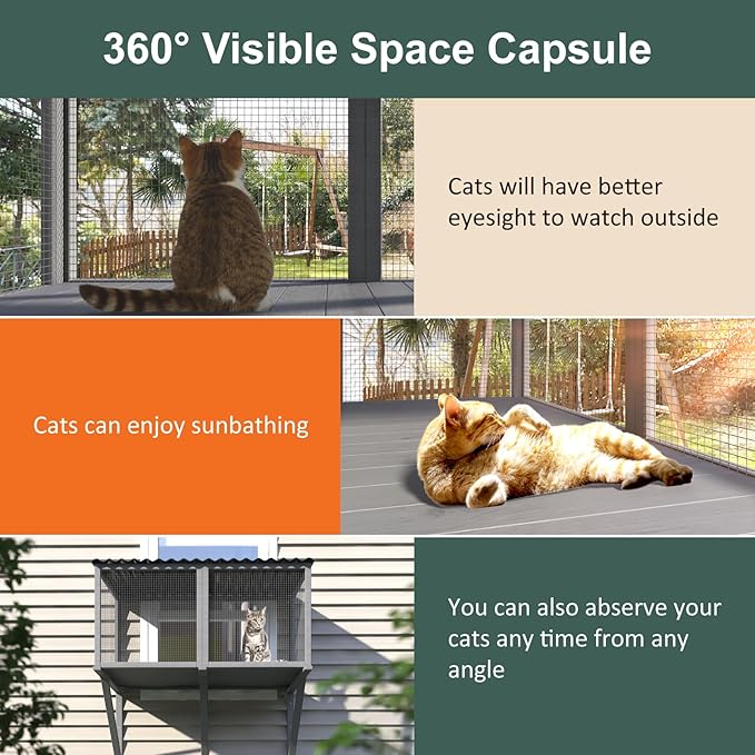 Cat Catio, Cat Window Perch for Large Indoor Cats - for Sunbathing, Napping & Overlooking, Wooden Window Hammock for Safely Enjoying The Outdoor Sights Scents and Sounds