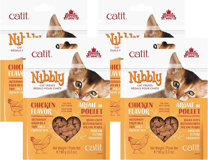 Catit Nibbly Crispy Cat Treats, Chicken – Artisanally Baked Non-Greasy Healthy Cat Treats (Pack of 4)