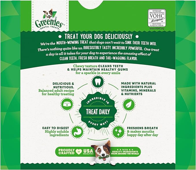 Greenies Veterinarian-Recommended Adult Natural Dental Dog Treats Teenie Size, Dog Dental Chews, Original Flavor, 54 oz. Pack, 192 Count