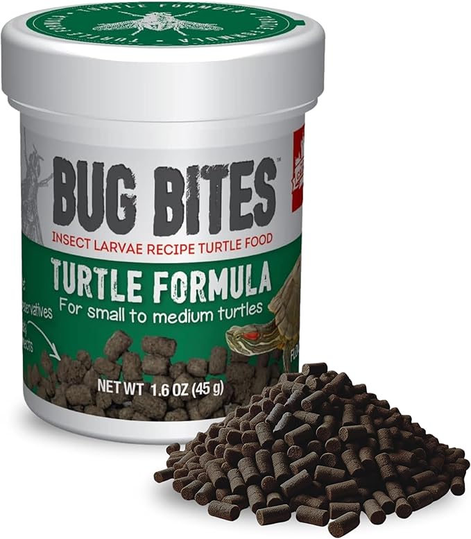 Fluval Bug Bites Turtle Food, Pellets for Small to Medium Sized Turtles, 1.5 oz., A6592, Brown