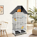 64 Inch 3-Tier Big Bird Cage with Food & Water Bowls Parakeet Bird Cage with Stand, Wheels Metal Birdcage Parrot Cage for Parakeet, Lovebirds, Ringneck, Cockatiels (Black, 3-Tier)