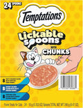 Temptations Lickable Spoons, Soft Lickable Cat Treats, Adult Wet Cat Treats, Variety Pack, 24 Spoons