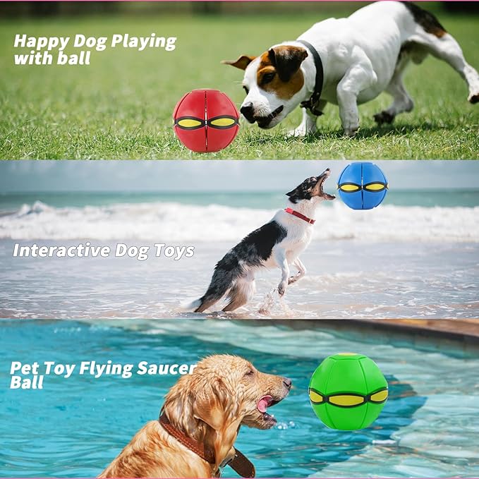 Dog Flying Disc Toy, Flying Saucer Ball for Dogs, Outdoor Games Red+Pink 2PCS