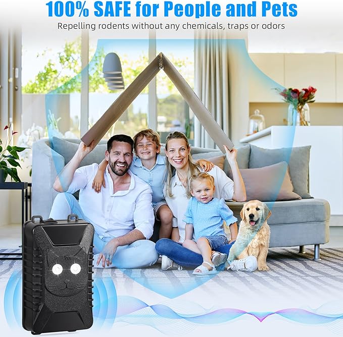 Ultrasonic Rodent Repellent for Car Engines,2 Pack Car Rodent Repeller Under Hood Mouse Deterrent with Flashing Lights,Battery Powered Rat Repellent for Car,Keep Mice Out of Indoor Garage Attic Home