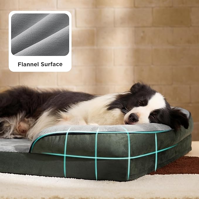 Bedsure XL Orthopedic Dog Bed for Extra Large Dogs - Waterproof XLarge Dog Cat Bed, Comfort Dogs Couch Sofa with Washable Removable Cover, Pet Bed with Nonskid Bottom, Boreal Canopy Green, 42"