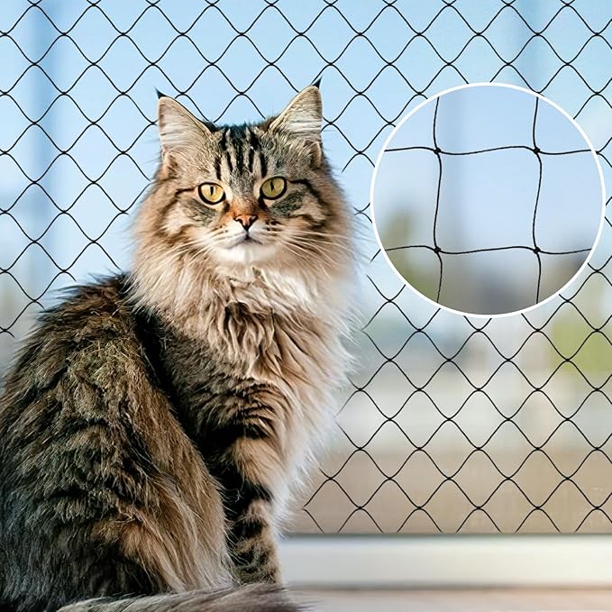 Cat Netting Balcony, Anti-Fall Mesh Fence, Black Composite Nylon, Cat Protection Net