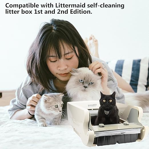 1 Permanent Waste Receptacles with 40 PCS Litter Box Liner for Littermaid 1St/2nd Edition Automatic Cat Litter Box, Litter Tray with Cat Litter Liners, Easy-Tie Handles (Machine NOT Included)