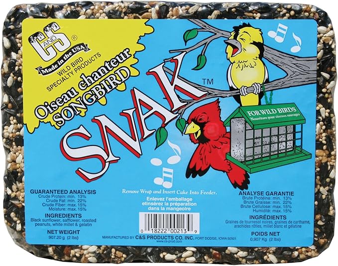 C&S 06213 Songbird Snak Bird Food Cake, 2-Lbs. - Quantity 66