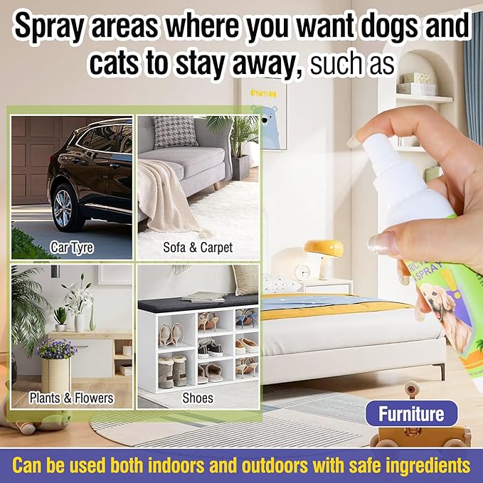 2PCS Pet Deterrent Spray - Stops Cat & Dog Peeing, Chewing, Scratching, Natural Citrus & Lemon Formula, Safe, Stain-Free Pee Corrector for Furniture, Shoes Indoor & Outdoor Training (2 Count)