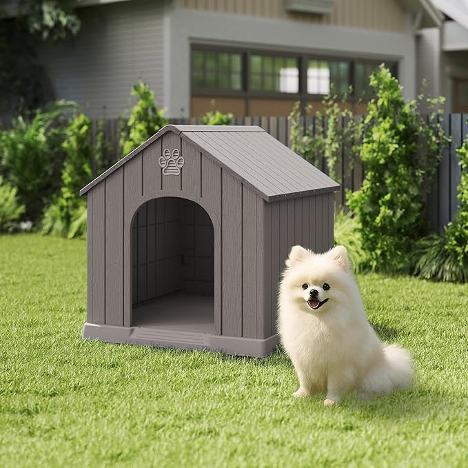 DRATO Dog House Resin Outdoor Dog Kennel - Weatherproof Small Dog House for Indoor Use