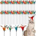 Leitee 50 Pcs Cat Wand Toy Feather Stick Cat Toy Feather Toys and Teaser Wand Bulk Interactive Stick for Indoor (Multi-Color)