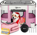Dog Playpen,Cat Pet Puppy Pen,Portable Playpens for Dogs Indoor Outdoor Travel Camping Use,Foldable Dog Kennel Tent Crate for Rabbit Small Animals with Carrying Case (Pink with Pad, Small)