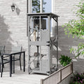 OFIKA Outdoor Catio Cat Enclosure with Waterproof Roof,Platforms,Upgraded Resting Box, 70.4’’cat Houses & Condos on Wheels for Outdoor Patio,Cat Window Box,Scratching Post（Grey0）