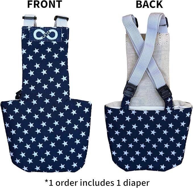 Chicken Diapers Duck Diaper Diaperalls for Hens, Roosters, Ducks, Ducklings - Reusable, Adjustable by Uni Infinity (Stars USA, Chicken Small, 1, Count)
