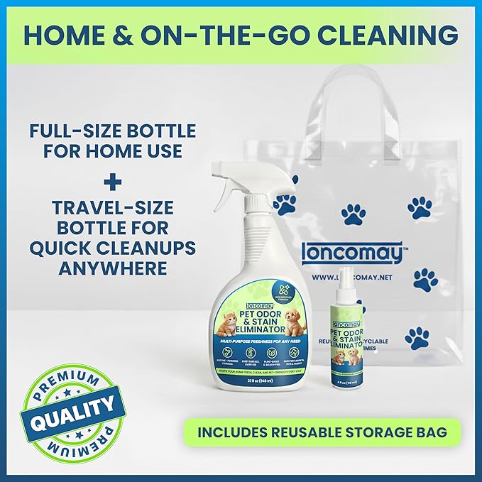 Enzyme Cleaner for Dog & Cat Urine, Pet Urine Odor Eliminator, Enzymatic Carpet Stain Remover for Home, Pet Odor Eliminator Cleaning Spray Kit, 32 Fl Oz + 4 Fl Oz