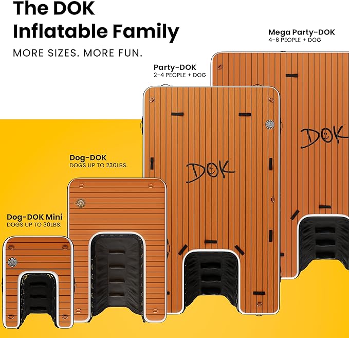 DOK Dog-DOK Inflatable Dock Platform: Safe & Easy Water Access for Dogs Up to 230 lbs; Floating Non-Slip EVA Foam with Dog Boat Ramp for Pool, Dock, & Lake | Military Grade & High Visibility