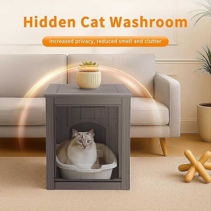 DRATO Outdoor Cat House -Weatherproof Resin Cat Houses for Cats, Durable, Easy Assembly,cat Igloo Outdoor，Durable & Insulated Shelter for Garden, Patio, or Backyard（Grey，18.46 * 23.62 * 21.42）