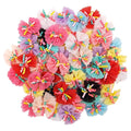 Sufermoe 32 Pcs Multicolored Dog Hair Bows with Rubber Bands, Hair Grooming Top Knots Pet Hair Accessories for Pet Cat Dog