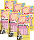 INABA Churu Indoor Care for Hairball Control, Functional Lickable Cat Treat with Taurine & Green Tea Extract, 0.5oz Each, 24 Tubes Total, Salmon Recipe