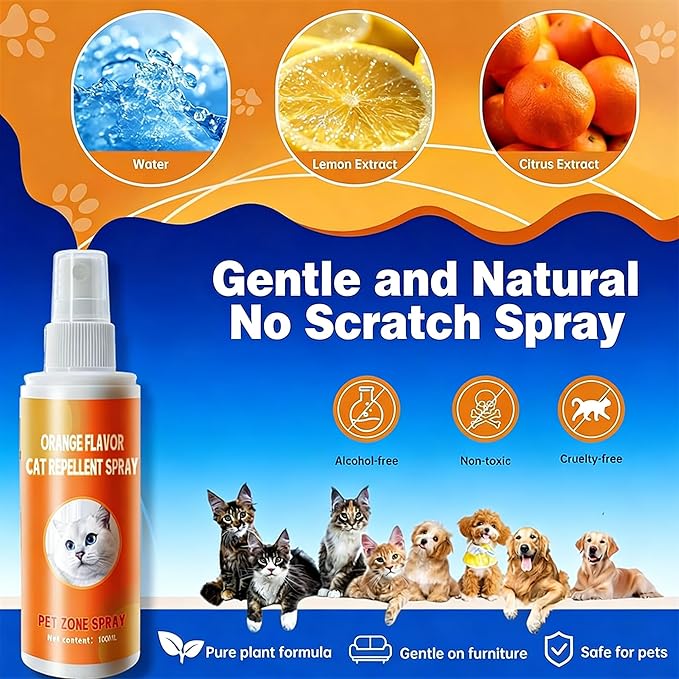 Cat Deterrent Spray Protect Furniture, Sofas, Carpets Cat Repellent Indoor and Outdoor (2pcs)