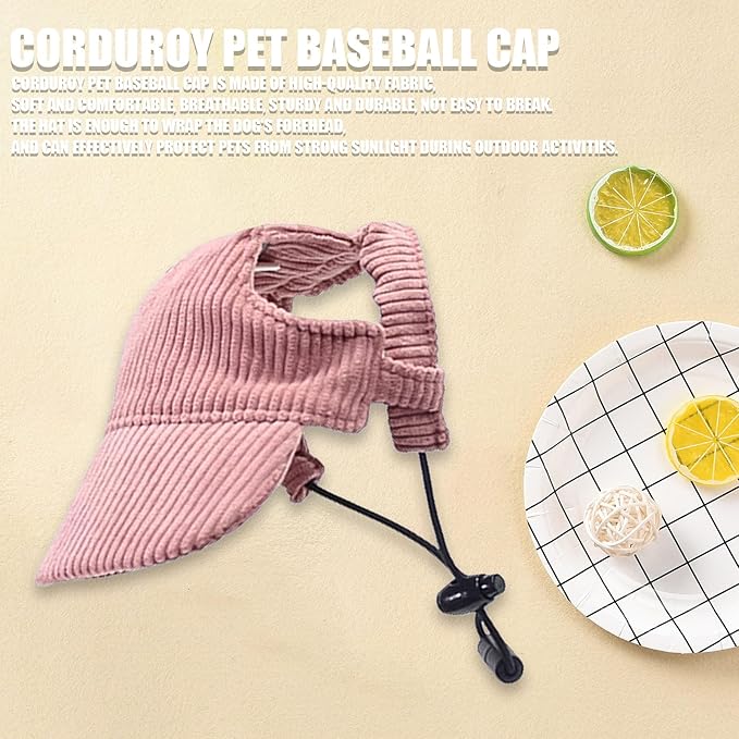 Dog Baseball Cap, Dog Cat Summer Beach Visor Hat with Ear Holes, Adjustable Puppy Sunbonnet Headdress (Pink, X-Small)